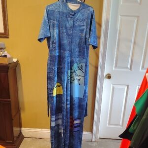 Stylish Blue Denim Print Jumpsuit